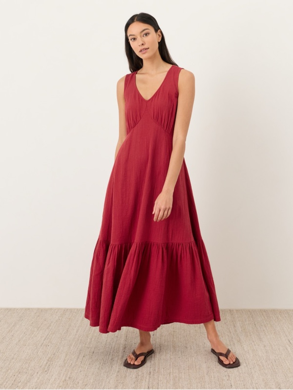 Pact Organic Coastal Double Gauze Beach To Brunch Maxi Dress XS
